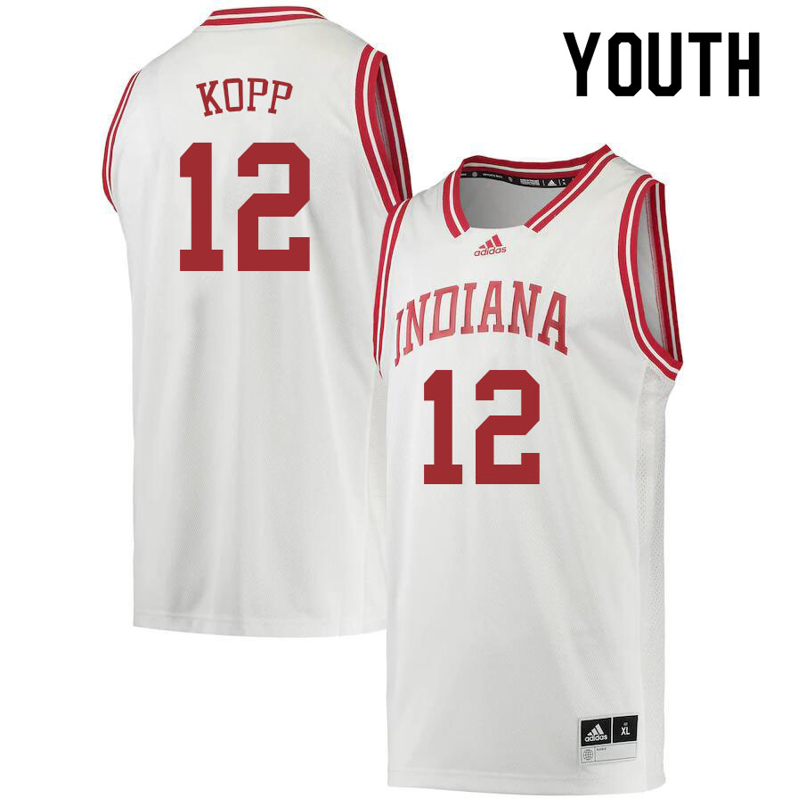 Youth #12 Miller Kopp Indiana Hoosiers College Basketball Jerseys Sale-Retro